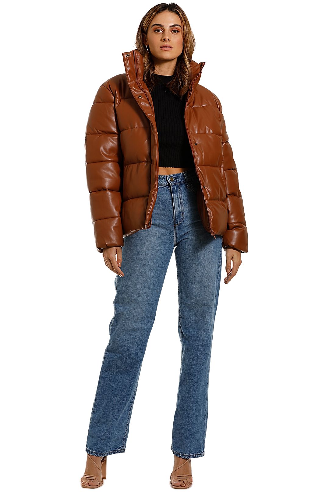 Hire Major Tom Puffer Jacket in Tan Unreal Fur GlamCorner