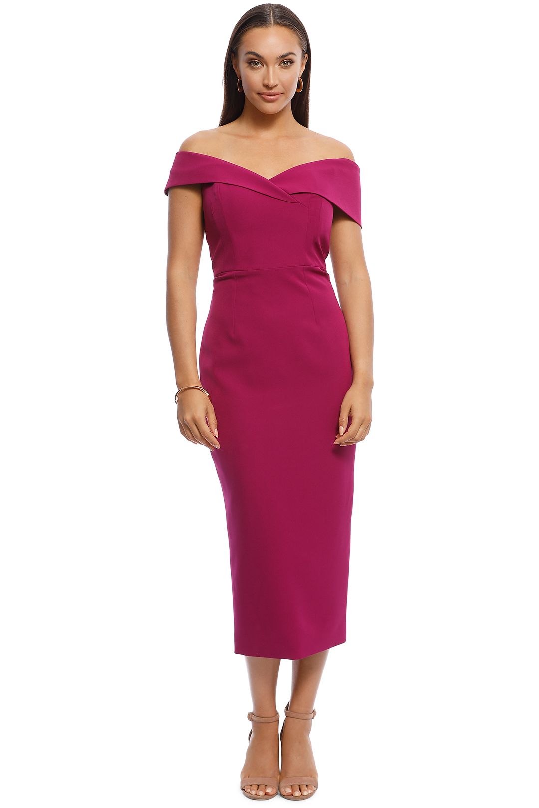 Unspoken - Alexa Midi Dress - Crimson - Front