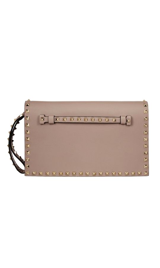 Valentino - Rockstud leather clutch - Blush - Back