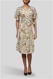 Vero Moda Wrap Midi Dress In Cream Floral