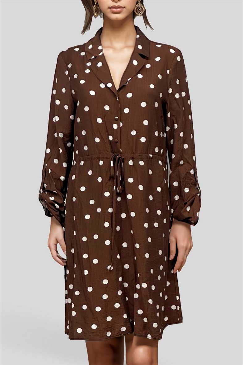 Hire Polka Dot Shirt Dress in Brown | Vero Moda | GlamCorner Hire Polka Dot Shirt Dress in Brown | Vero Moda | GlamCorner