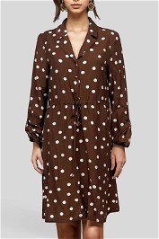 Vero Moda Polka Dot Shirt Dress in Brown