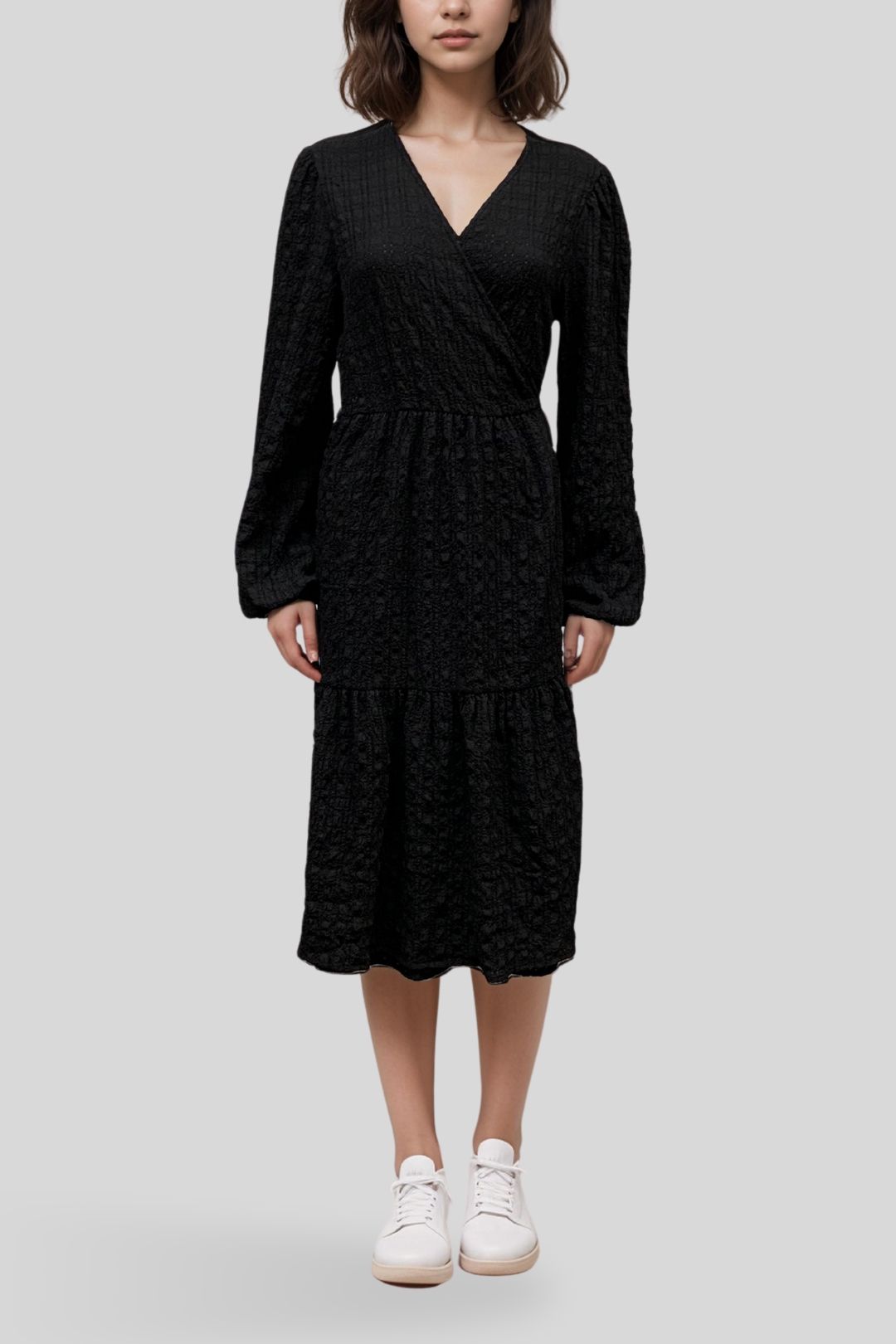 Vmilisa Ls Calf V- Neck Dress - Black