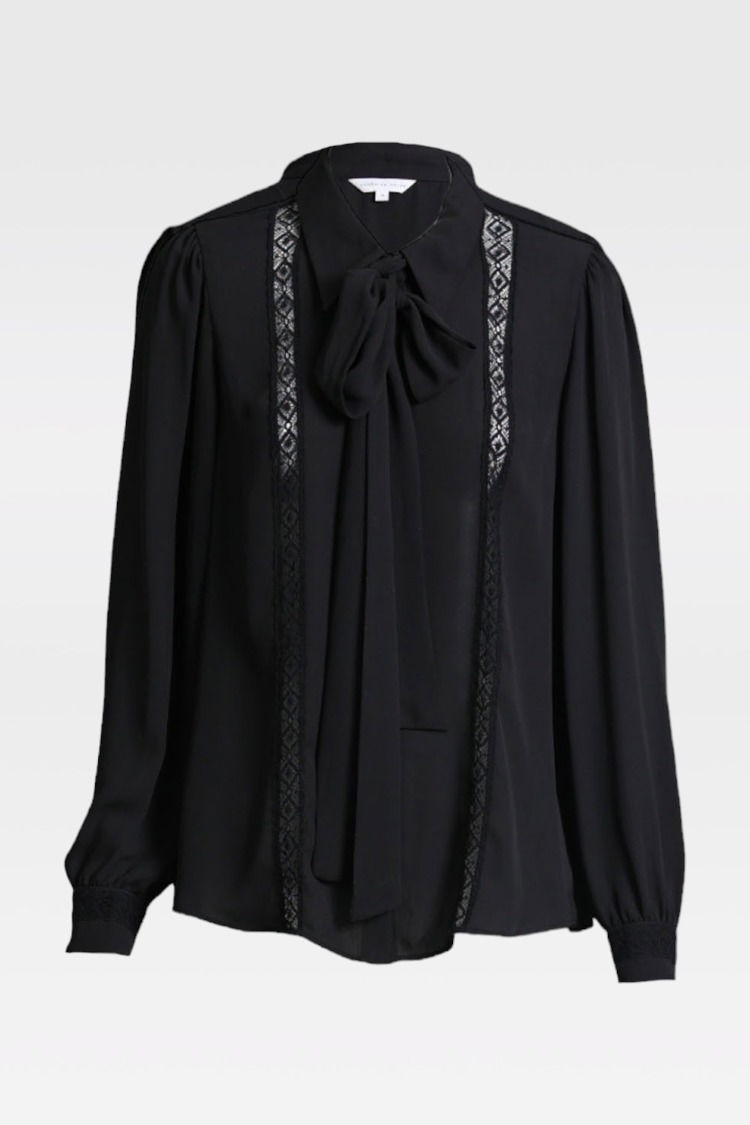 Veronika Maine - Black Lace Collared Blouse