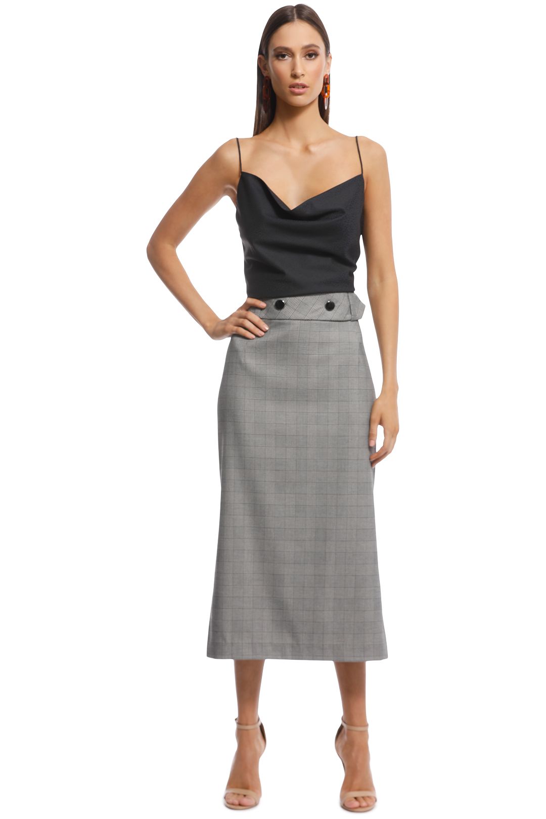 Veronika Maine - Check Midi Pencil Skirt - Front