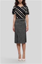 Veronika Maine Belted Split Skirt in Grey