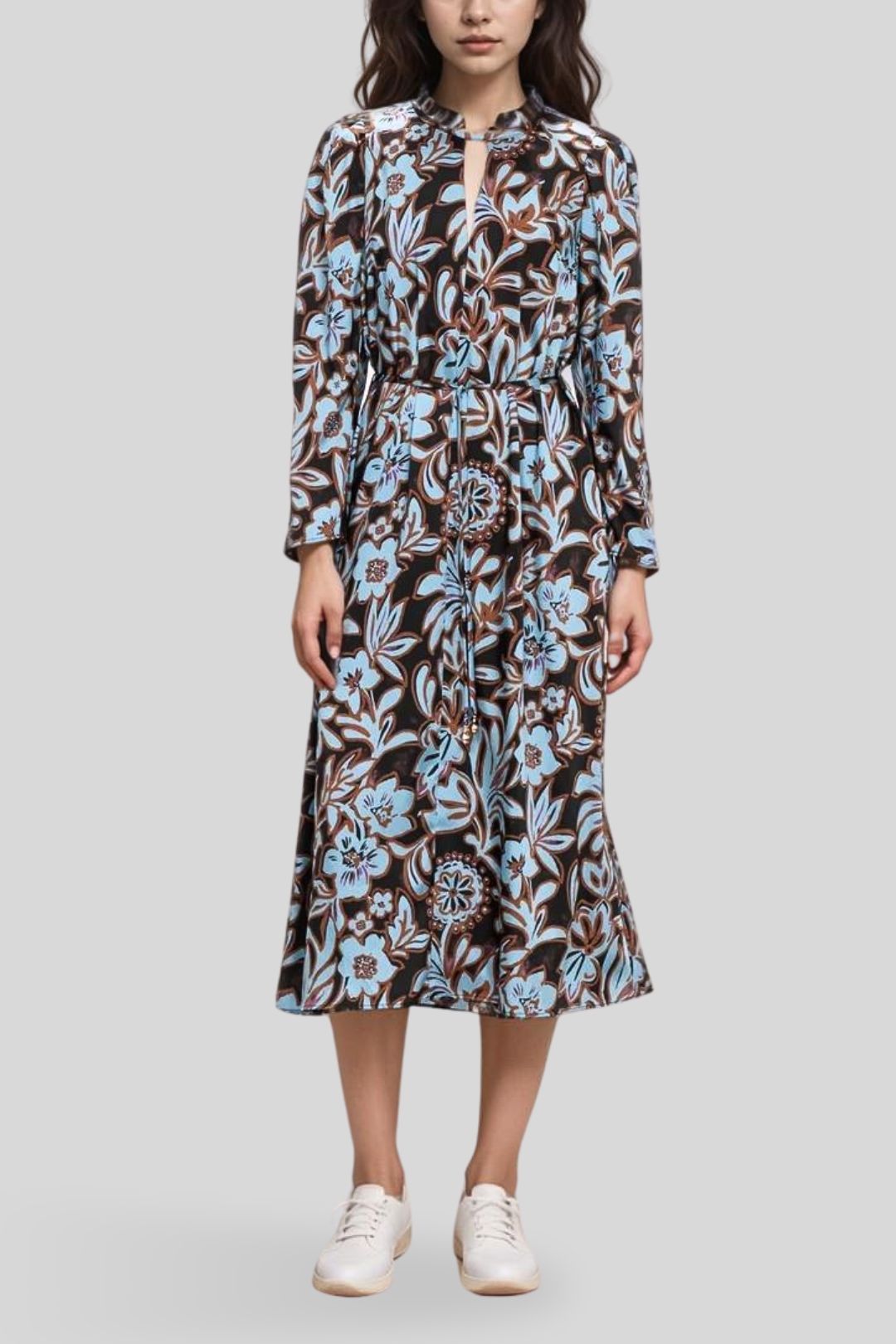 Hire Misty Blue Floral Midi Dress Veronika Maine GlamCorner