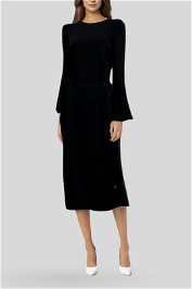 Veronika Maine Bell Sleeve Long Sleeve Black Dress