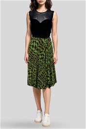 Veronika Maine	Checkered Print Elastic Waist Skirt