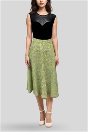 Veronika Maine Flared Tweed Midi Skirt