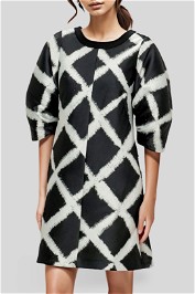Veronika Maine - Grid Jacquard Short Dress Black