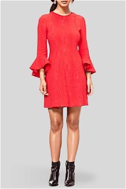 Veronika Maine - Jacquard Fitted Dress in Red