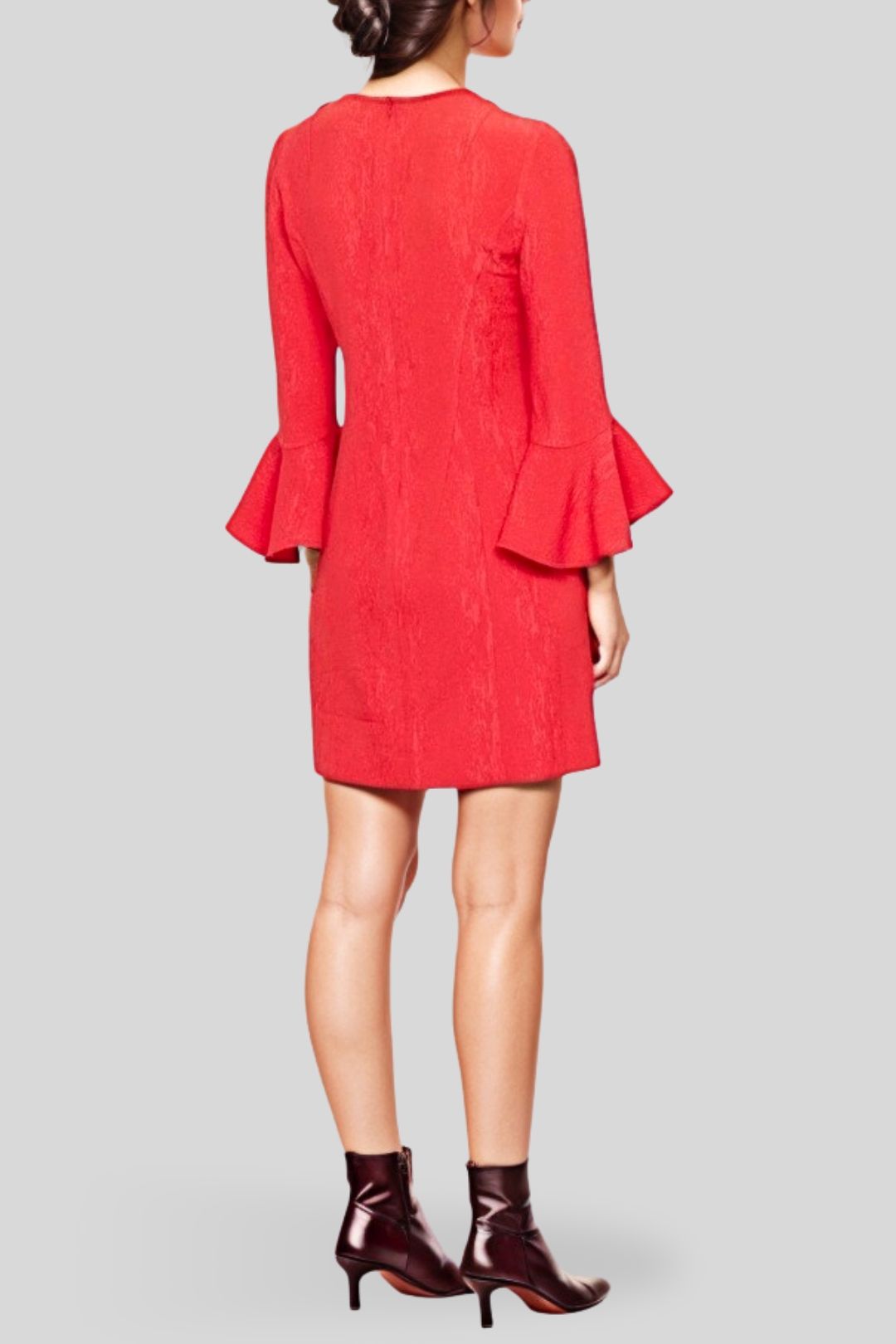 Veronika Maine - Jacquard Fitted Dress in Red Back