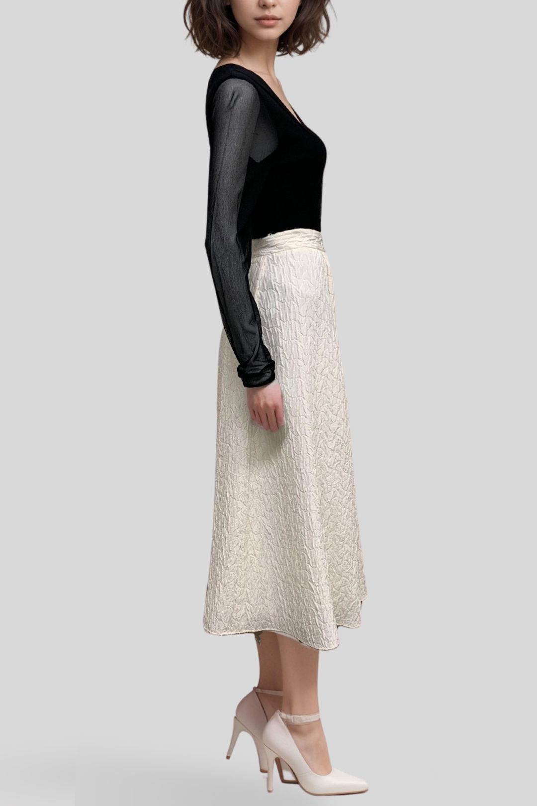 Veronika Maine	Long Textured Skirt