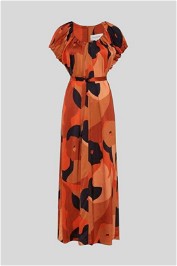 Veronika Maine - New Wave Satin Print Midi Column Dress - Red