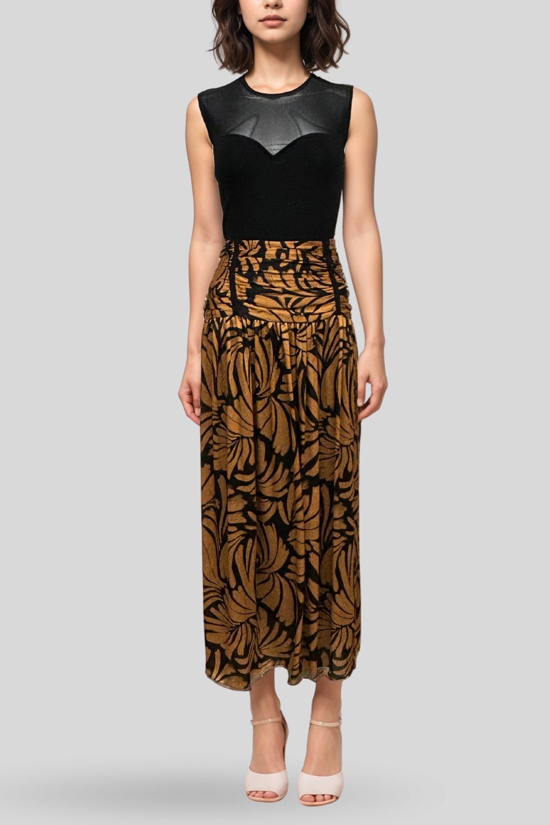 NIGHTFALL DRAPE WOVEN MAXI FULL SKIRT