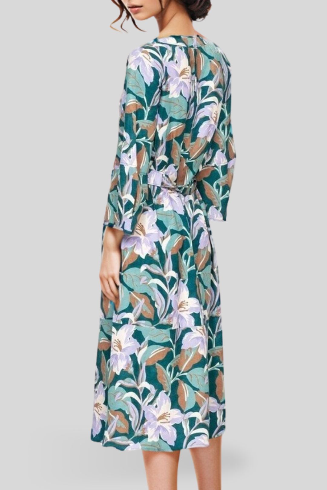 Veronika Maine	Pastel Lilies Dress in Jade