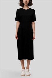 Veronika Maine Waisted Black Midi Dress