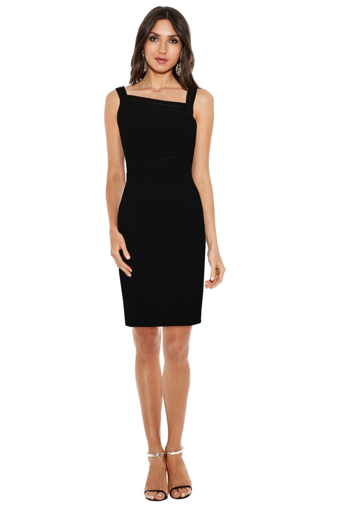 Versace Collection - Emboss Fitted Assym Dress - Black - Front