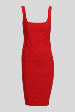 strapless open back dress Puff Sleeve Tiered Maxi Dress-Coral main image 0