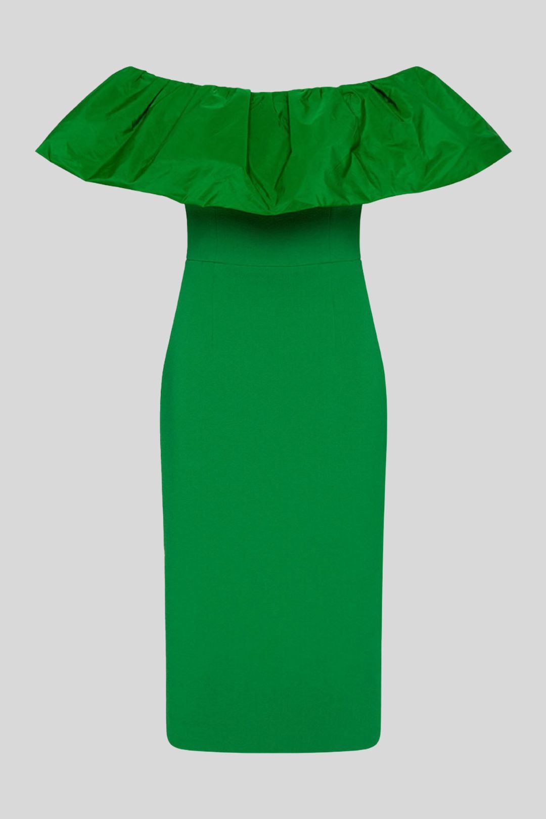 Rebecca Vallance Virgil Midi Dress Taffeta Neckline in Green