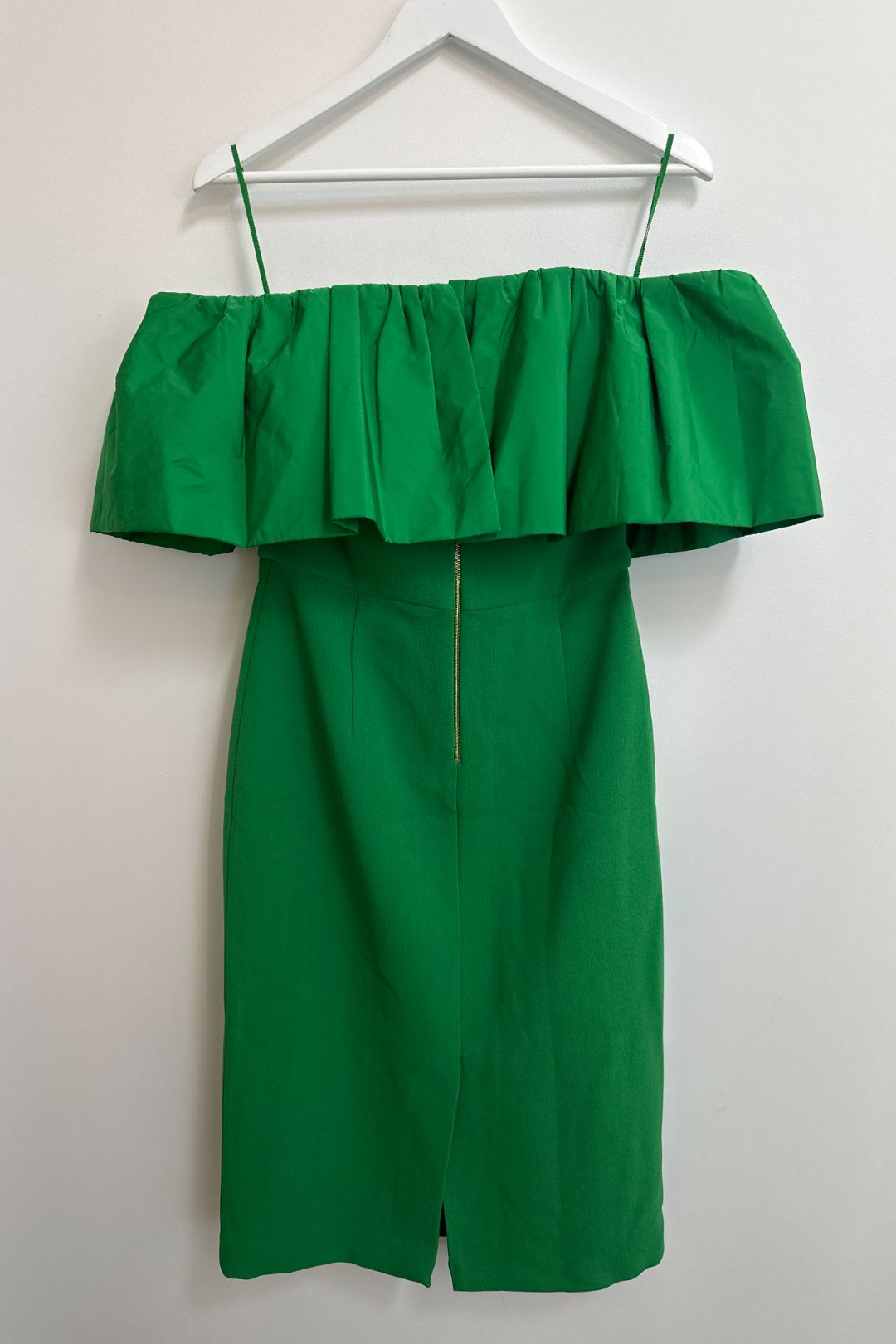 Rebecca Vallance Virgil Midi Dress Taffeta Neckline in Green