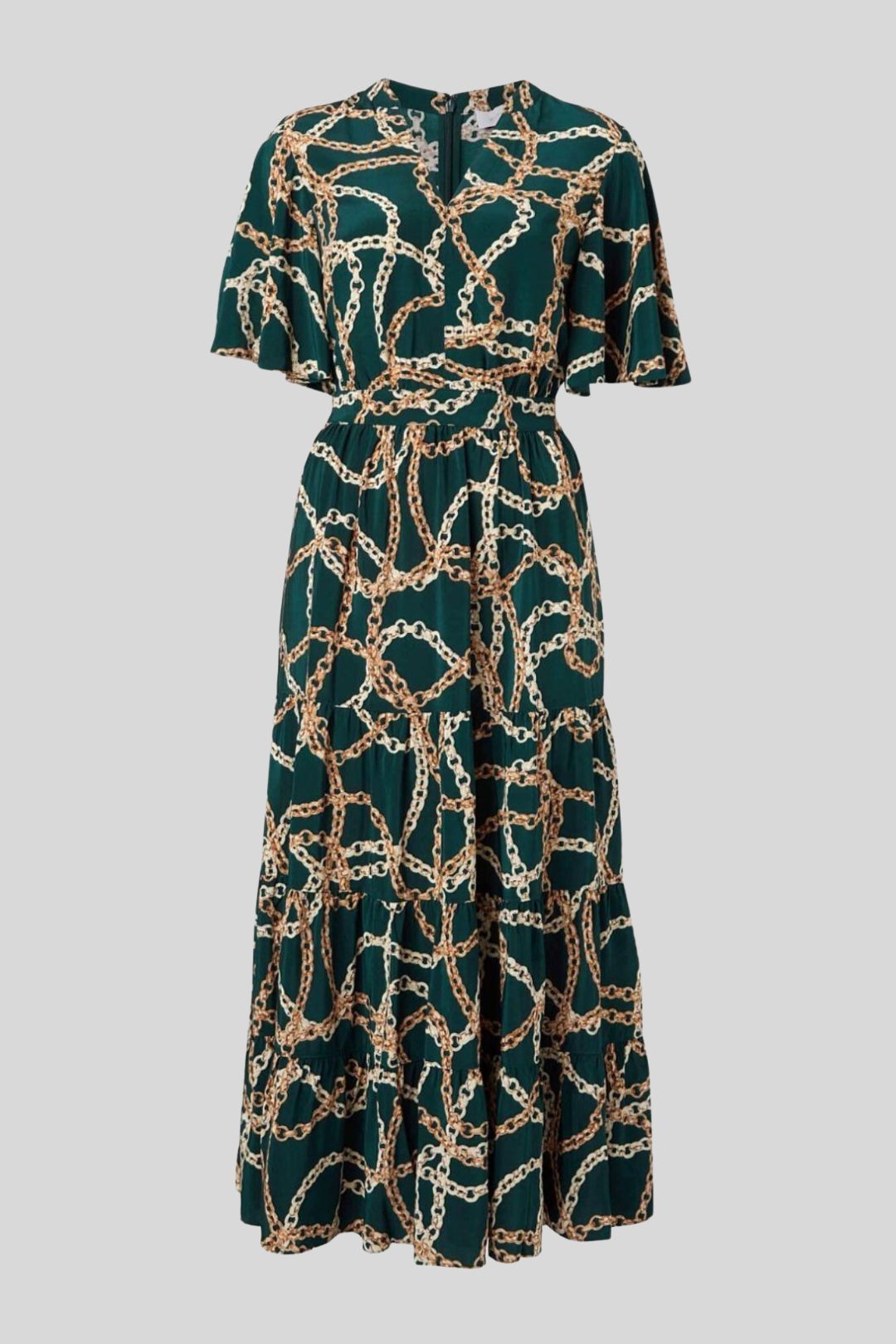 Green chain print dress online