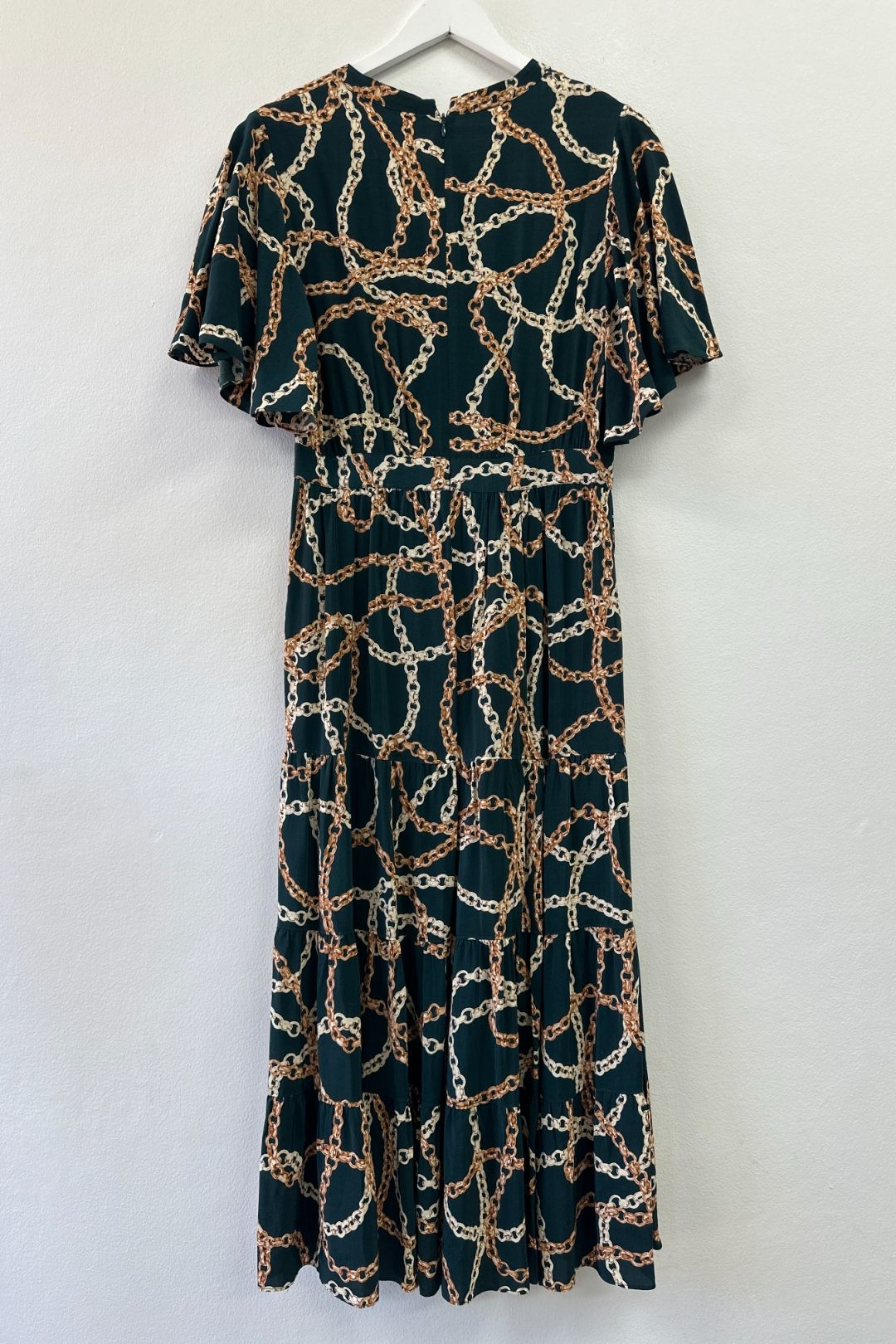 Viscose Chain Print Midi Dress in Green