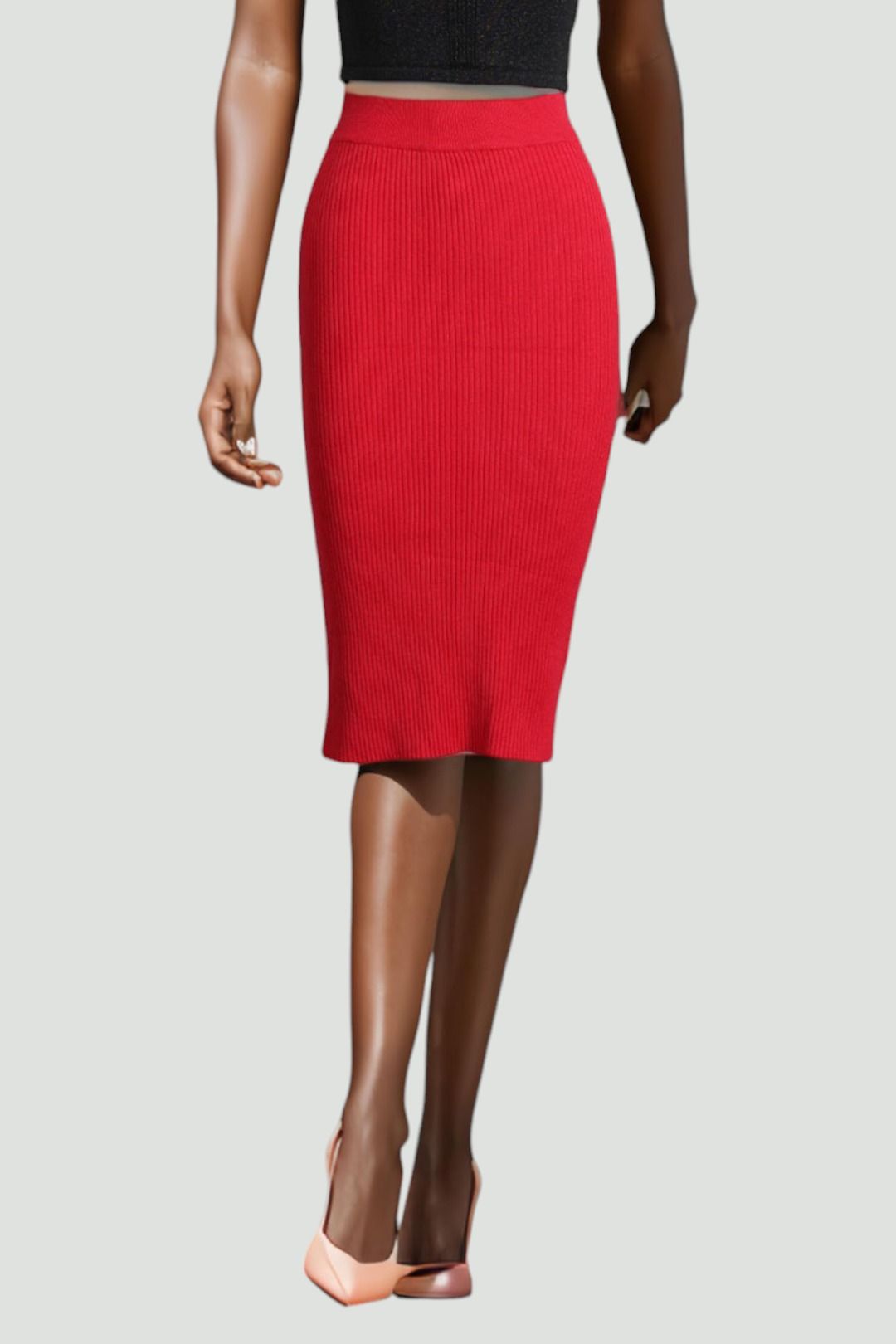 Metalicus Sia Rib Tube Skirt in Red