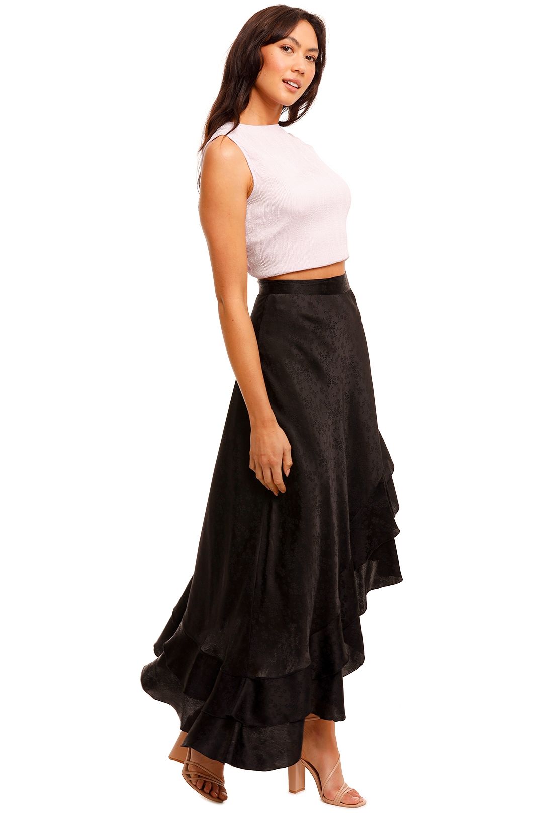 Wandering Asymmetric Jacquard Skirt black