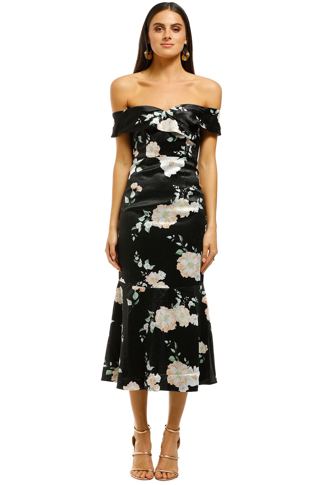 We-Are-Kindred-Clover-Off-Shoulder-Dress-Black-Camellia-Front