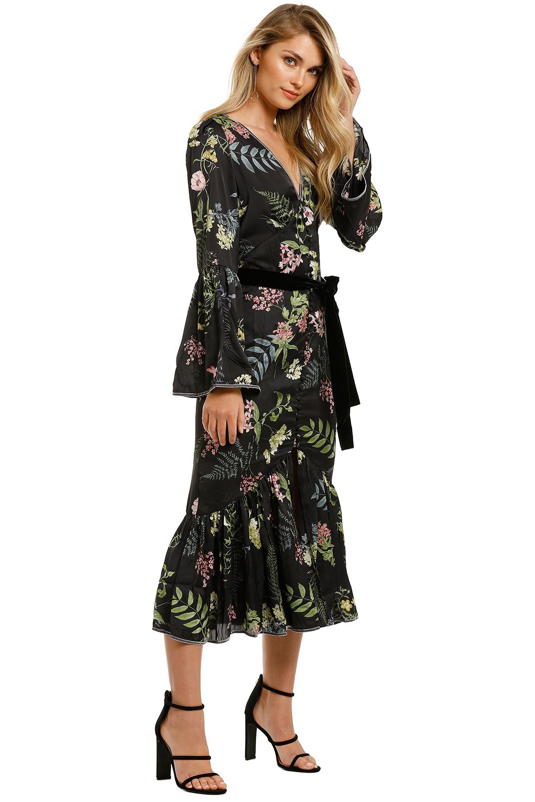 We-Are-Kindred-Eloise-Button-Through-Dress-Black-Delphinium-Side