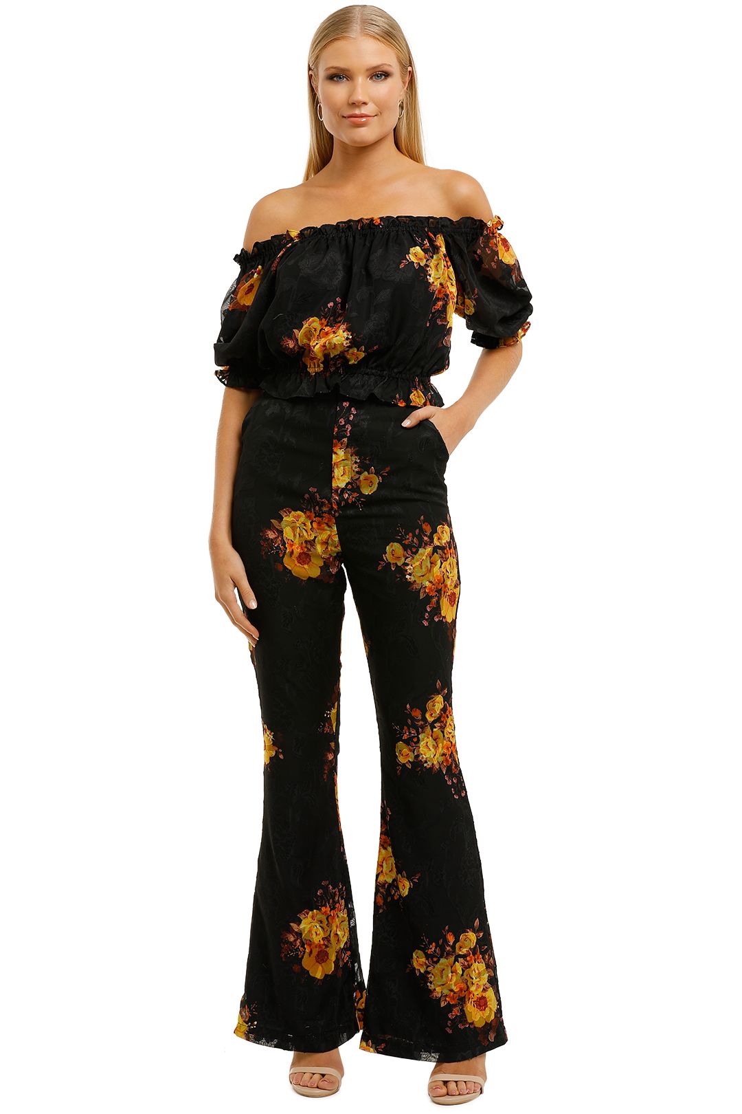 We-Are-Kindred-Ibiza-Top-and-Pant-Set-Noir-Sunflowers-Front