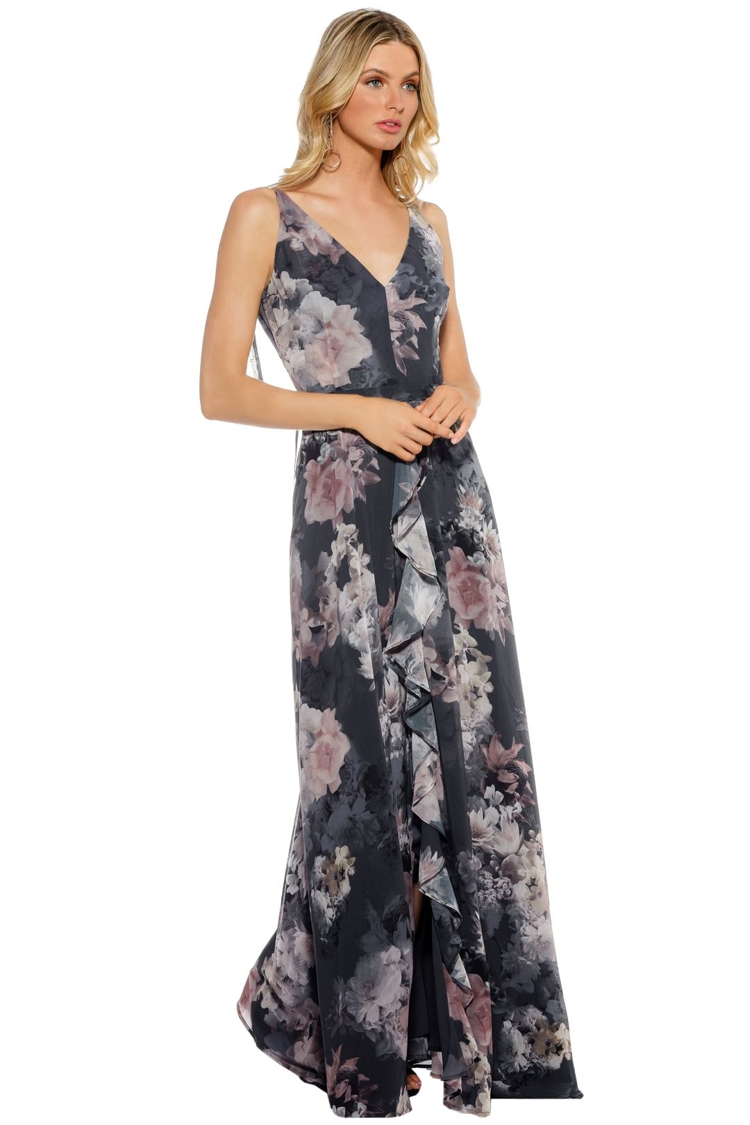 We Are Kindred - Alanah Bow Back Maxi - Floral Blue - Side