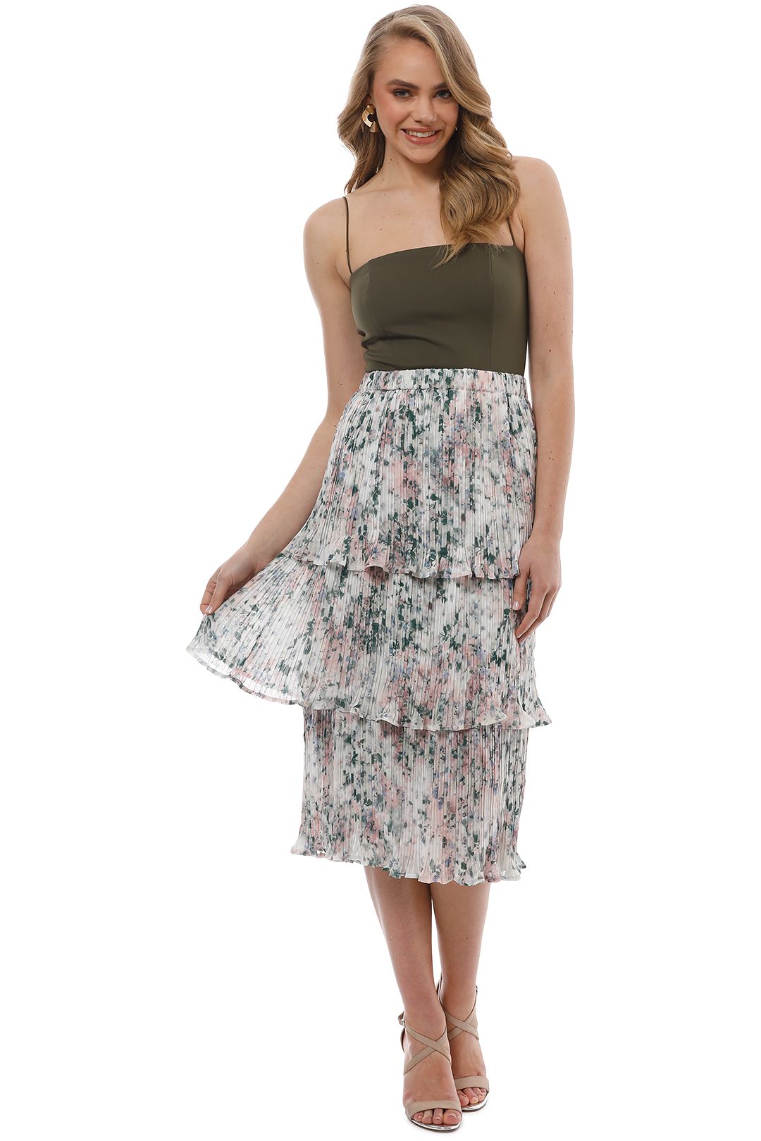 We Are Kindred - Anais Pleatd Tier Skirt - Florist Print - Front