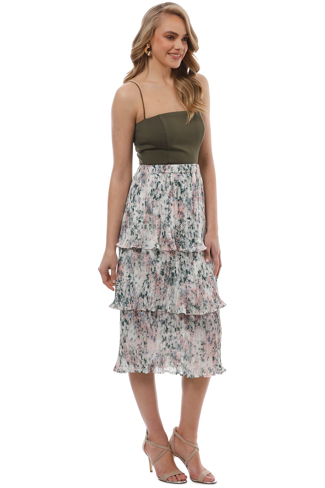 We Are Kindred - Anais Pleatd Tier Skirt - Florist Print - Side