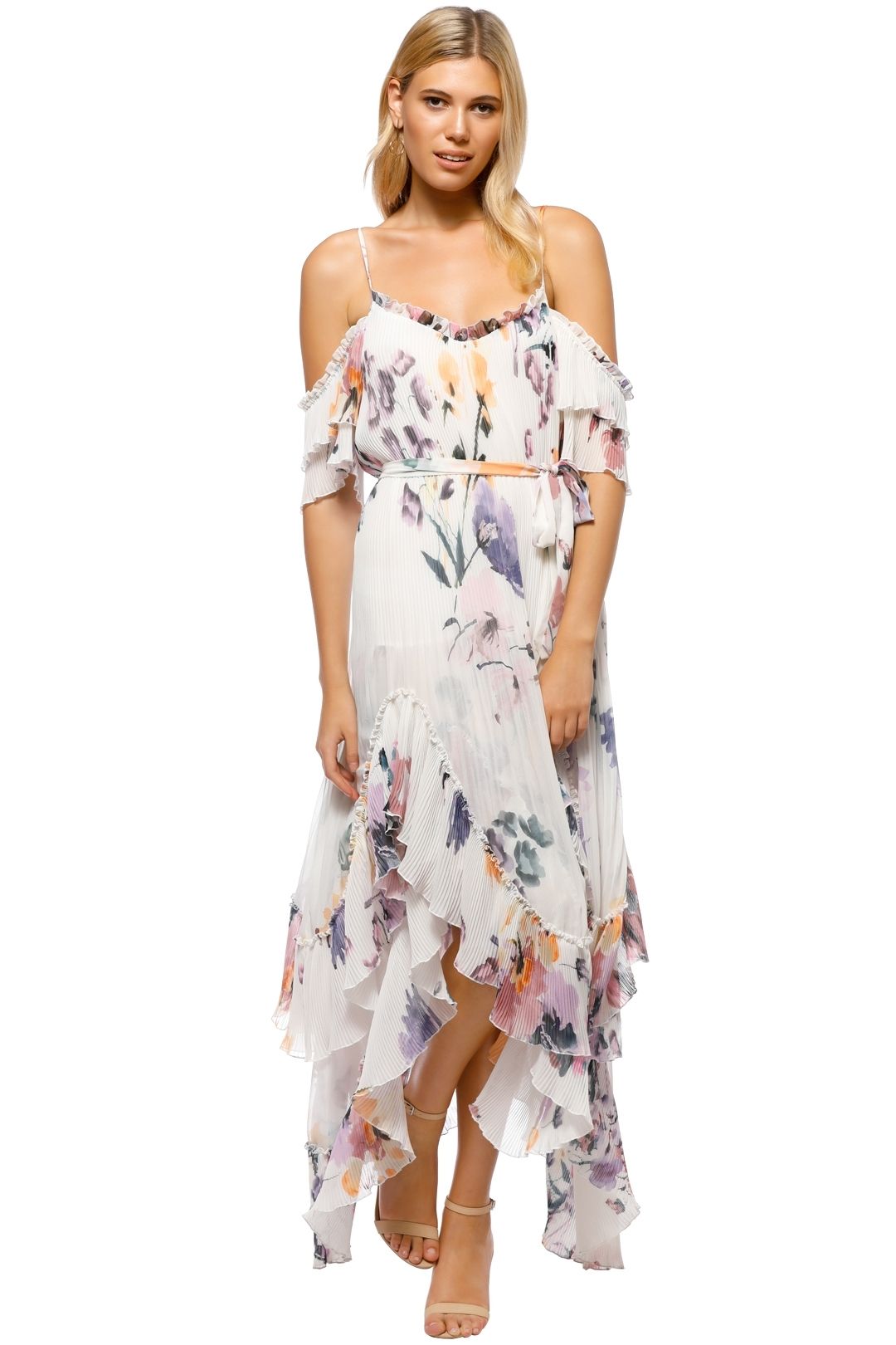 We Are Kindred - Catarina Pleat Maxi Dress - White Floral - Front