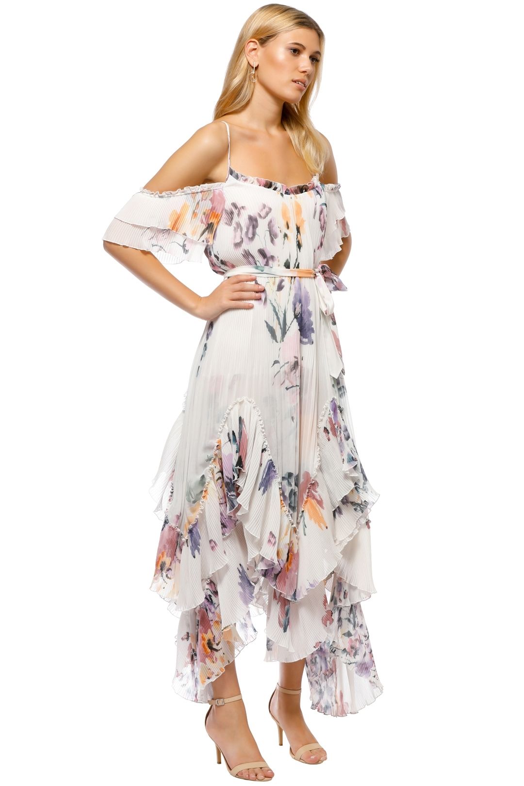 We Are Kindred - Catarina Pleat Maxi Dress - White Floral - Side