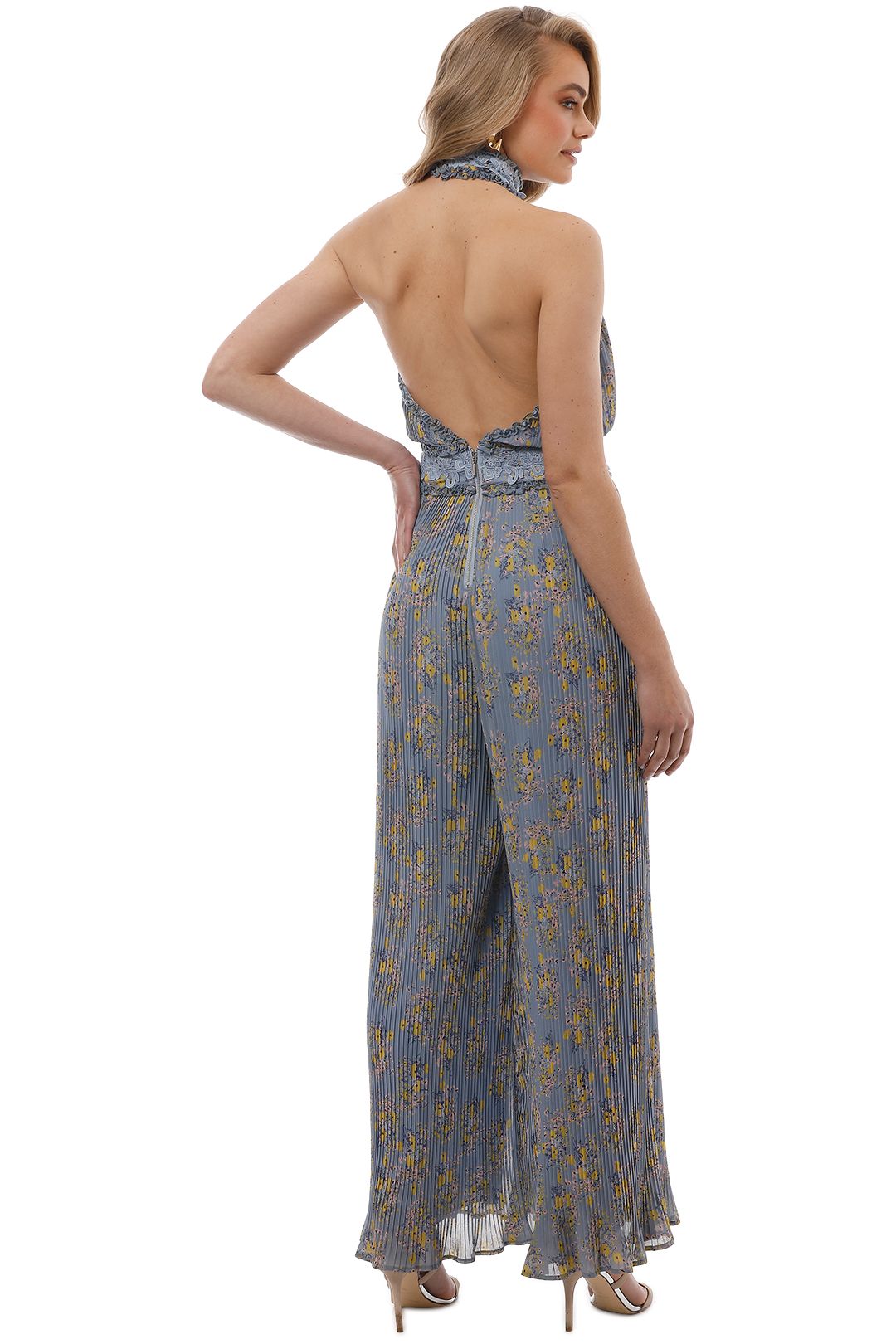 We Are Kindred - Helena Pleated Jumpsuit - Blue Floral - Back