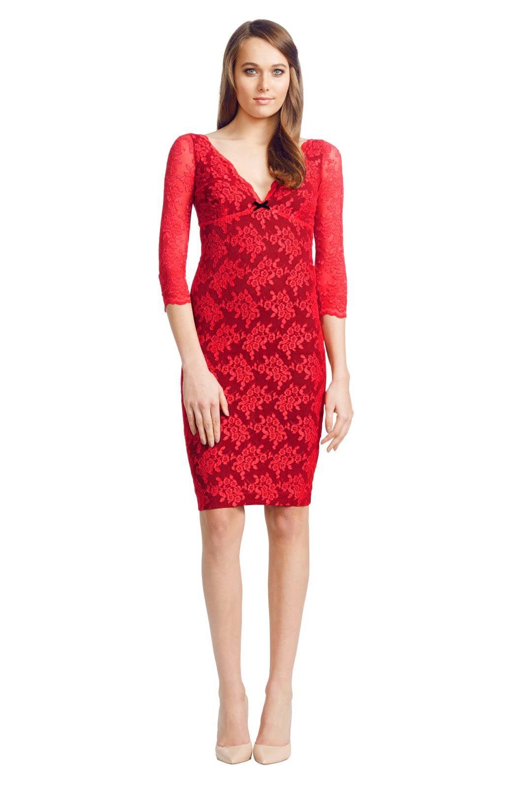 Wheels and Dollbaby - Red Scallop Lace FiFi Dress - Red - Front