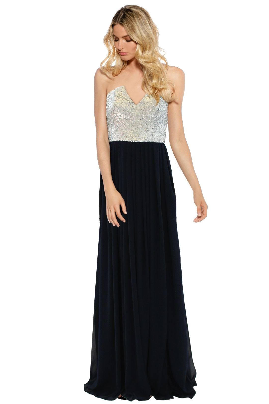 When Freddie Met Lilly - Susannah Sequin Gown - Navy Silver - Front