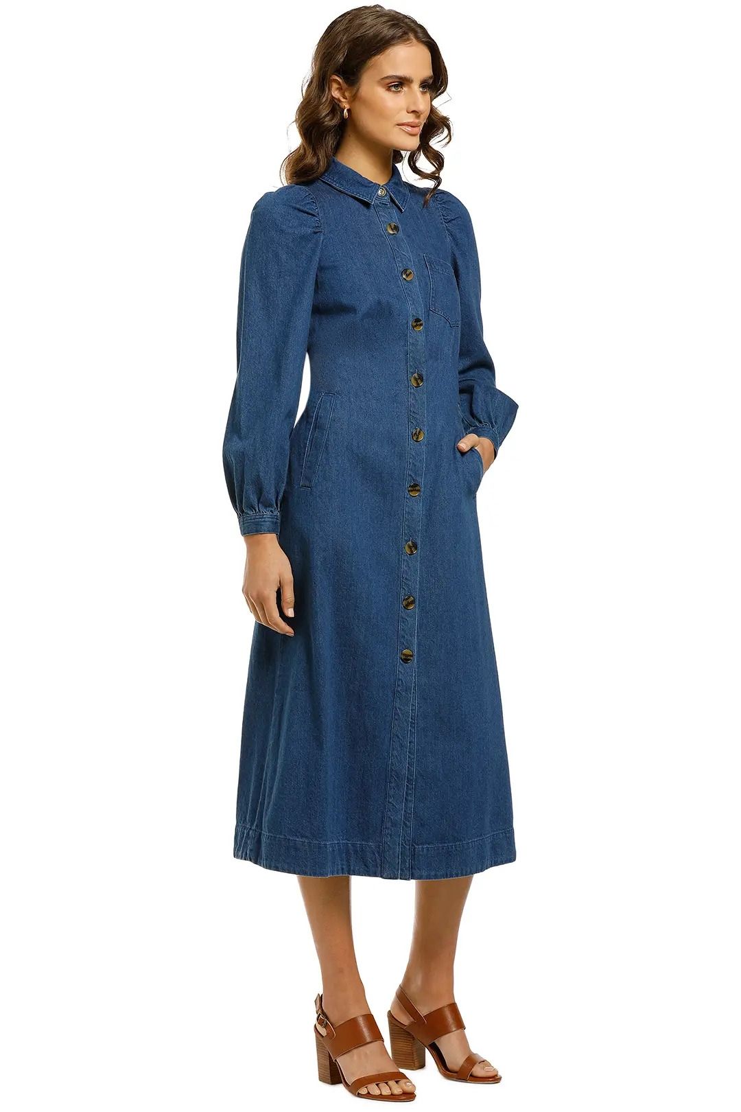 white christmas dresses Denim Finley Flutter Sleeve Dress main image 0