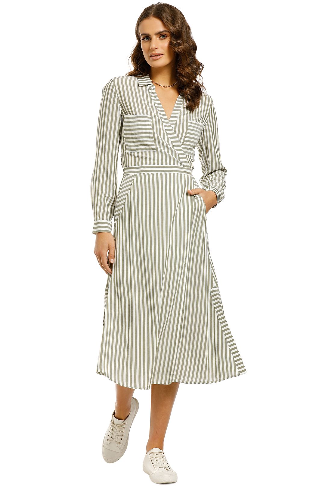 Whistles stripe best sale wrap shirt dress