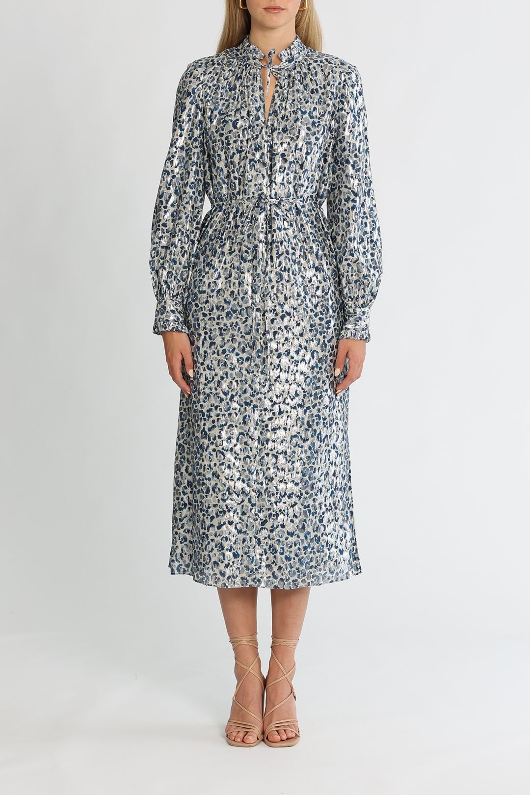 Whistles Animal Metallic Silk Mix Dress Multi