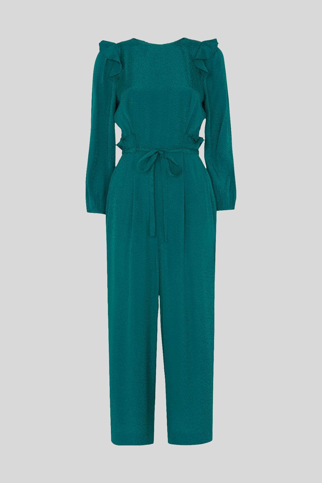 Whistles - Britt Jacquard Frill Green Jumpsuit