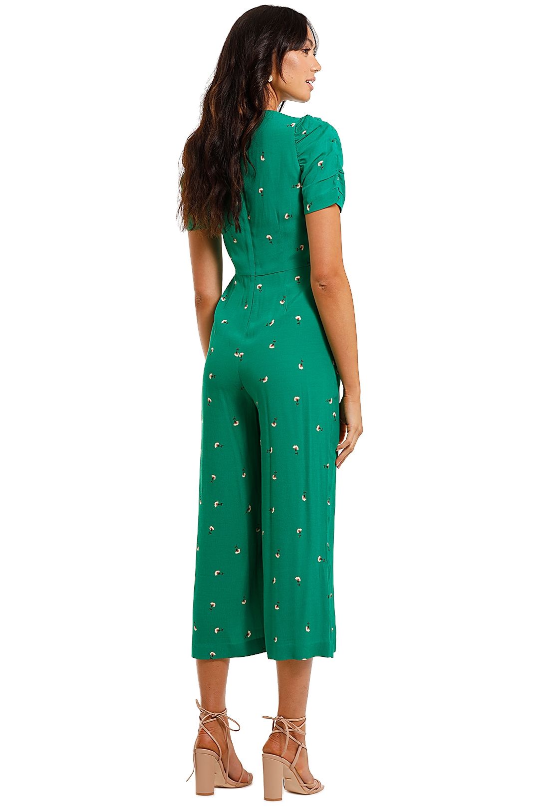 Whistles Romantic Floral Print Jumpsuit Green Fitted