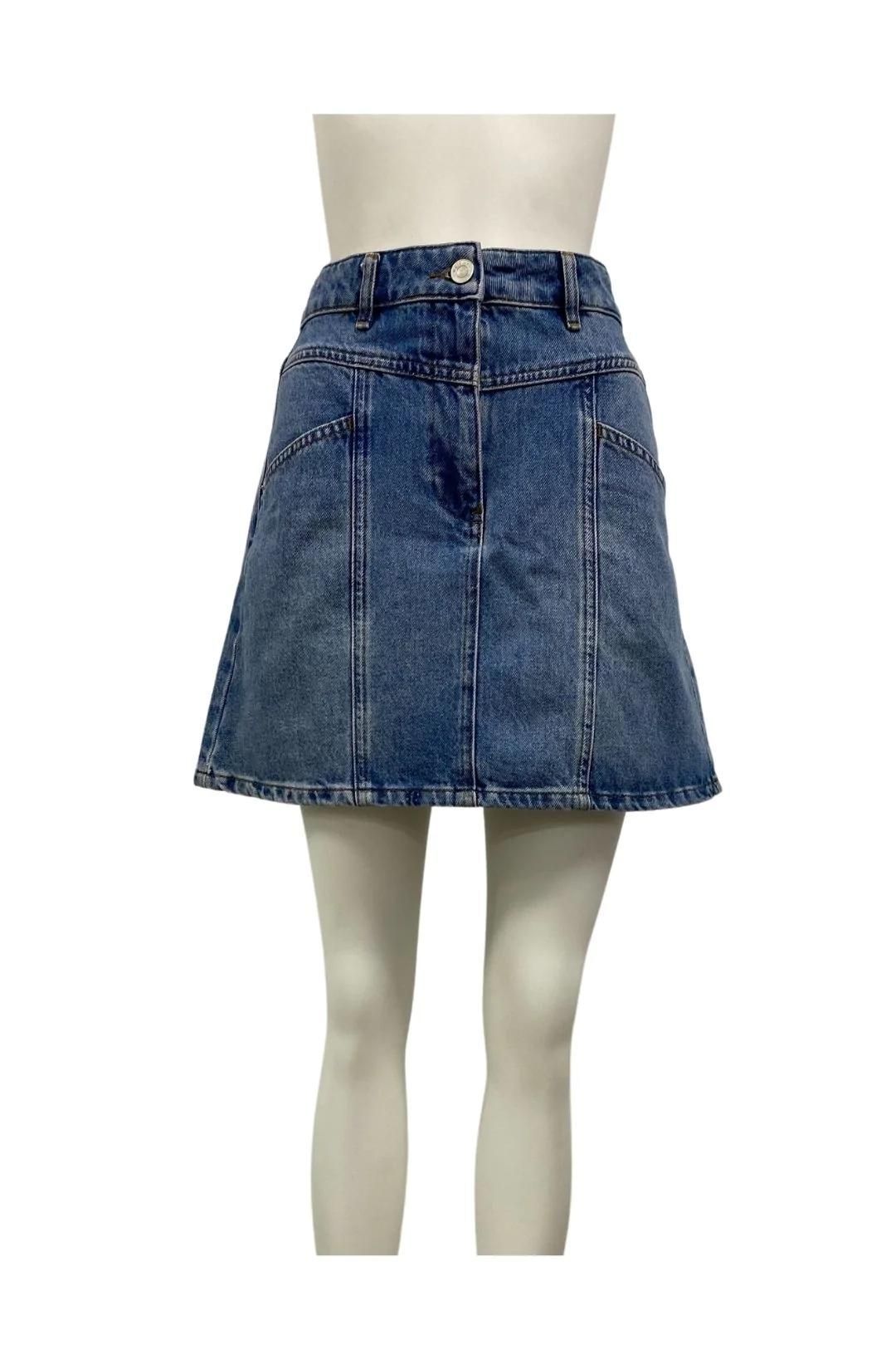 Buy Seam Detail Denim Mini Skirt Whistles GlamCorner