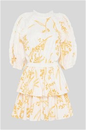 AJE White and Yellow Mimosa Broderie Frill Mini Dress