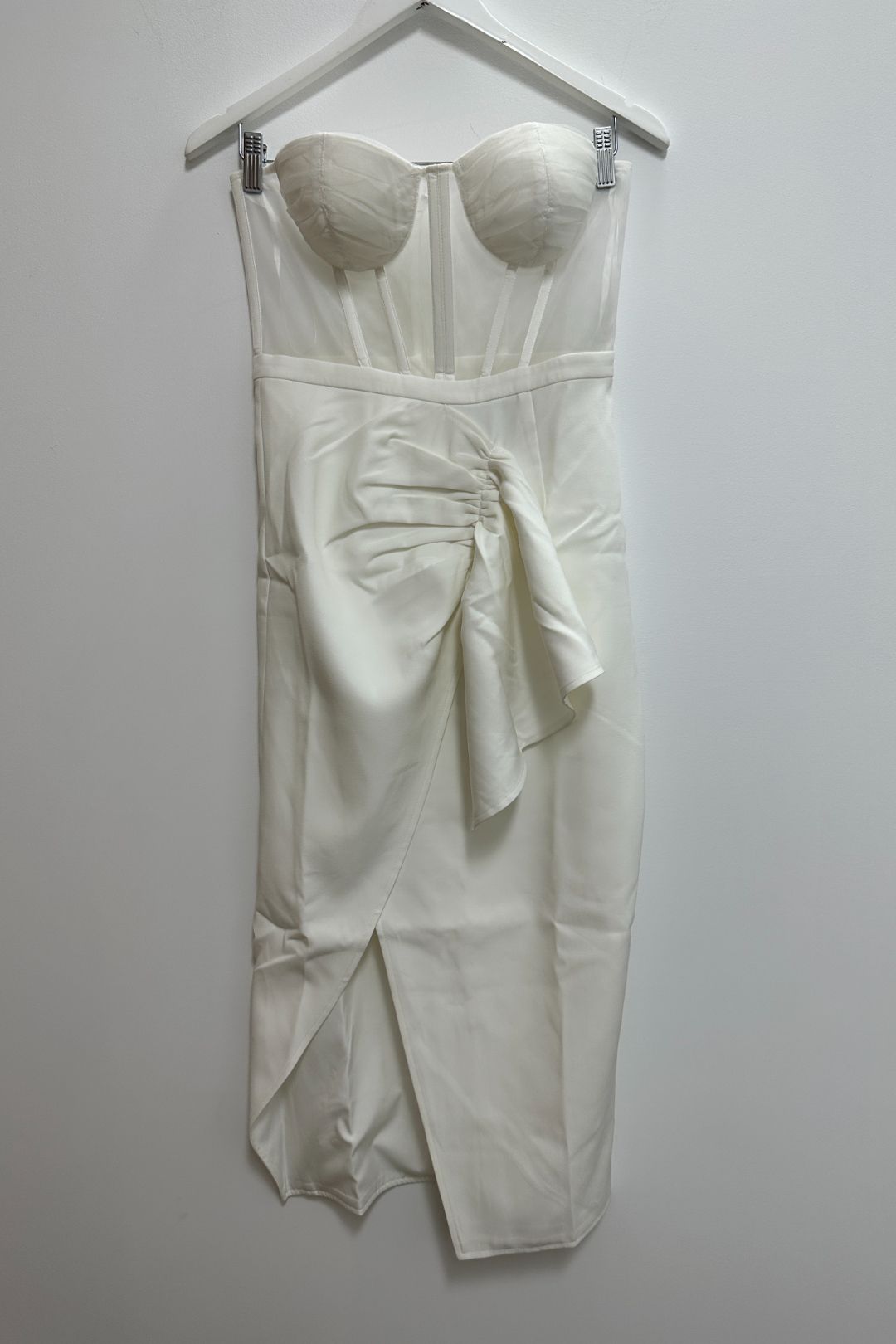 Buy White Blakely Bustier Midi Dress | Elle Zeitoune | GlamCorner