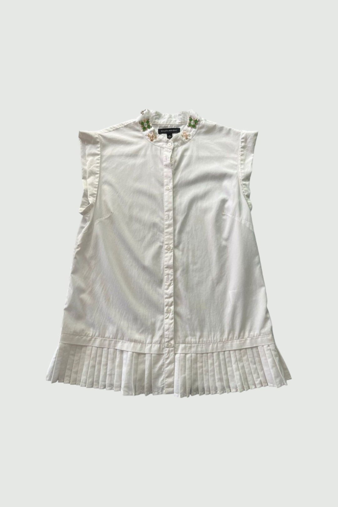 Banana Republic White Pleated And Beaded Shirt